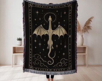 Mystical Phoenix Woven Blanket, Fantasy Bird Theme, Bohemian Home Decor, Cozy Gift for Nature Lovers, Wall Tapestry, Home Decor, Art Blanket
