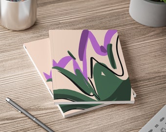 Line Art Notebook, Boho Journal, Green Spiral Notebook, Abstract Spiral Notebook, Hardcover Notebook, Student Notebook, Journal Gift