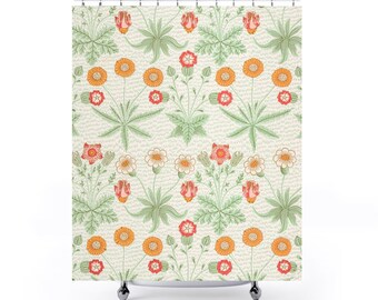 Botanical Shower Curtain | Tropical Bathroom Decor | Green Leaves Design | Nature Inspired | Plant Decor