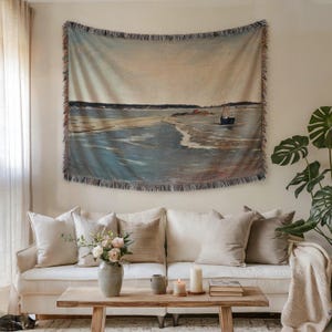 Fanny Churberg The Ice in March geweven deken, bevroren zeegezicht kunst wandtapijt gooien, kustdecor, vintage schilderij, wandtapijt afbeelding 1