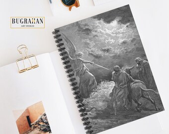 デスノート、ゴシックノート、ギュスターヴ・ドレの作品、ハロウィンノート、ブラックノート、スパイラルノート、ゴシックアート、ジャーナルギフト
