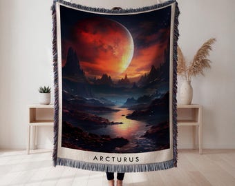 Arcturus Woven Blanket, celestial planet tapestry throw, space decor, astronomy lover gift, Wall Tapestry, Home Decor, Art Blanket