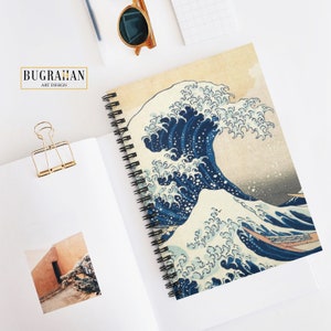 Great Wave Notebook, Japanese Notebook, Japanese Journal, Spiral Notebook, Ocean Notebook, Hokusai Art, Japan Notebook, Wave Art, LoFi Gift