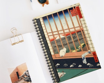 Japanese Notebook, Utagawa Hiroshige Notebook, Japanese Cat Art, Spiral Notebook, Japan Journal, Asian Notebook, Japan Gift, Student Gift