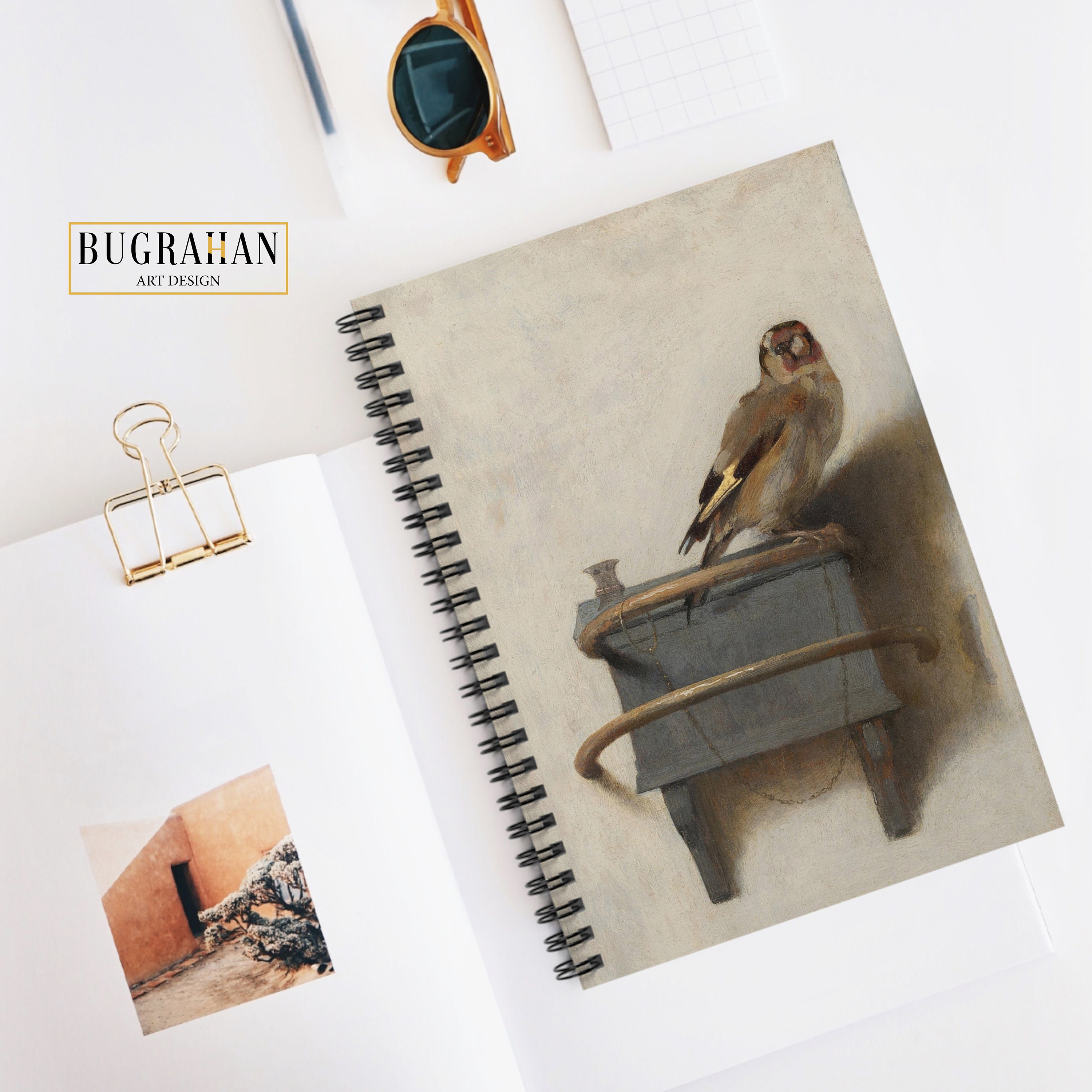 Bird Notebook, Carel Fabritius Art, the Goldfinch, Bird Spiral