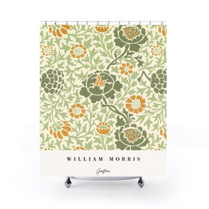William Morris Shower Curtain | Vintage Bathroom | Floral Pattern | Art Nouveau Decor | Elegant Shower Curtain