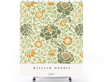 William Morris duschdraperi | Vintage badrum | Blommönster | Art Nouveau-inredning | Elegant duschdraperi