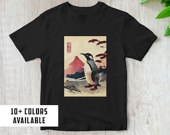 Camiseta de pingüino / Camiseta japonesa / Camiseta Ukiyo-e / Mediados de siglo / Regalo Ukiyo-e / Regalo japonés / Camiseta de bellas artes / Camiseta japonesa / Camiseta de pingüino