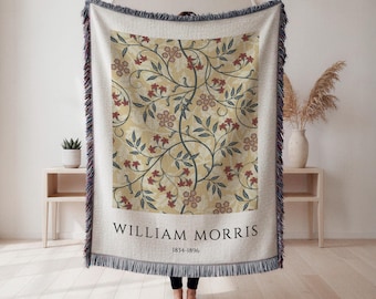 William Morris woven blanket, botanical floral throw, vintage home decor gift, Cottagecore Tapestry, Wall Tapestry, Home Decor, Art Blanket