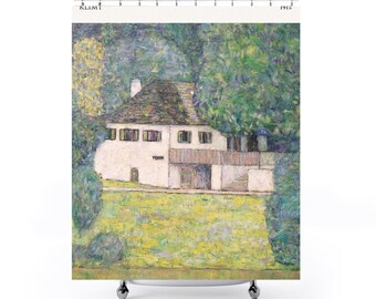 Forest Slope Shower Curtain | Klimt Art Decor | Nature-Inspired Bathroom | Forest Bath Curtain | Scenic Decor