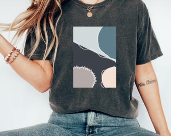 Camiseta abstrata | Camiseta com formas geométricas | Camiseta moderna | Camiseta com design de linhas | Camiseta estética