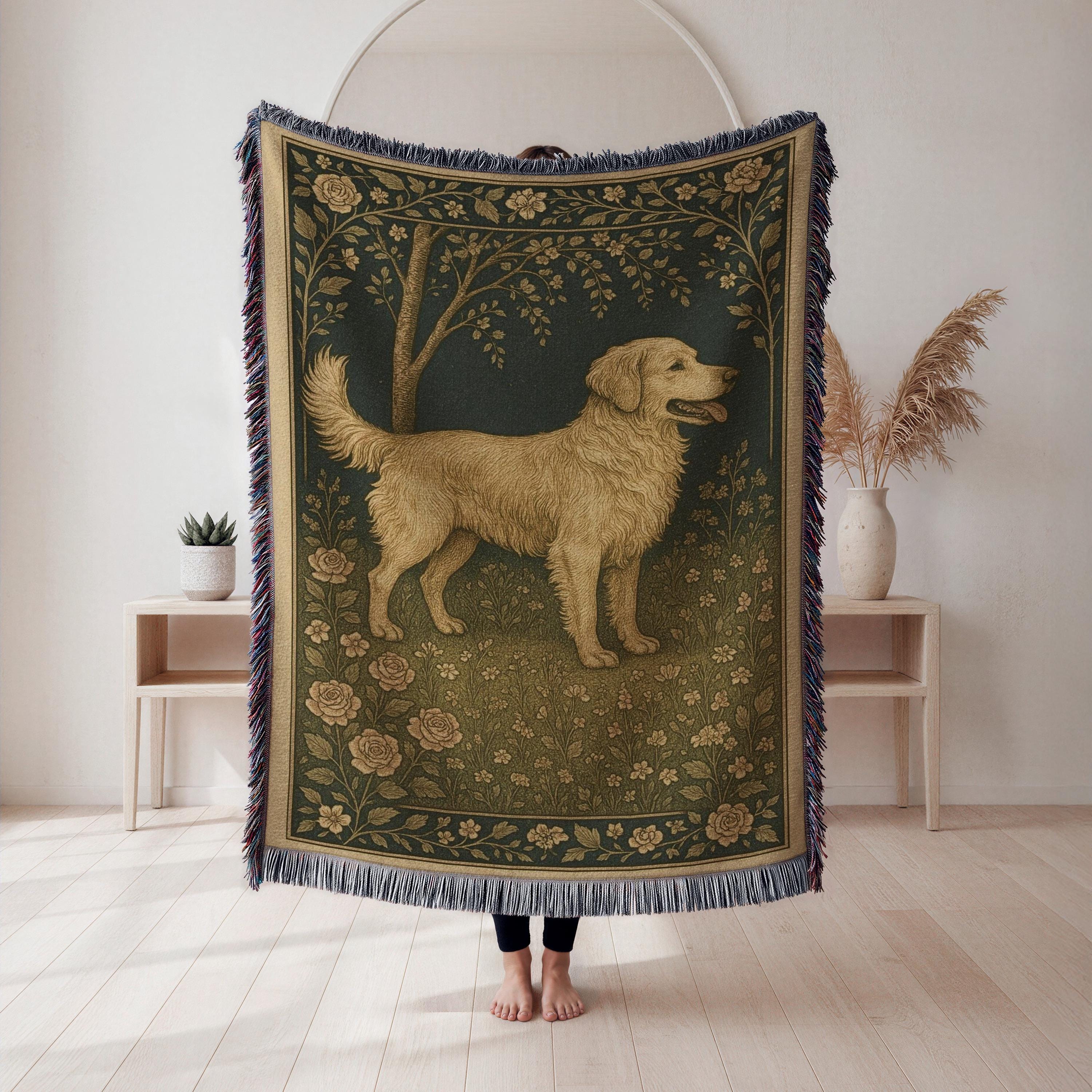 Dog Lover Woven Blanket, Labrador Retriever Pattern, Cozy Throw