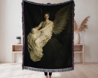 Angel woven throw blanket, classical allegorical art, celestial home décor, perfect gift for art lovers, Wall Tapestry, Home Decor