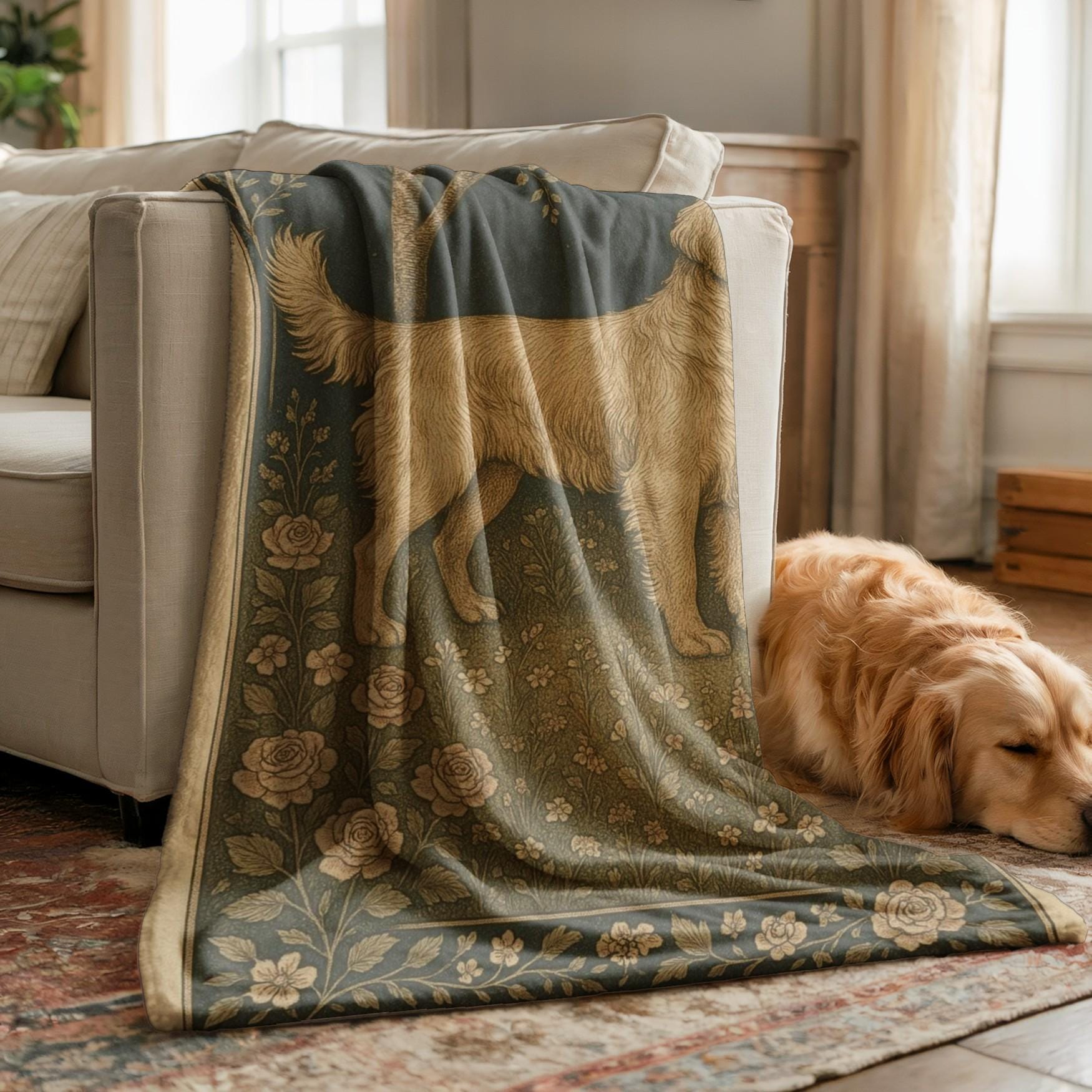 Dog Lover Woven Blanket, Labrador Retriever Pattern, Cozy Throw