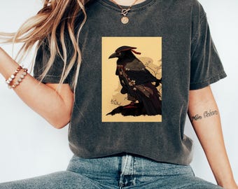 Samurai Tshirt | Samurai Crow Art | Vintage Tshirt | Aesthetic Samurai Tee | Japanese Warrior Style | Fashion Print