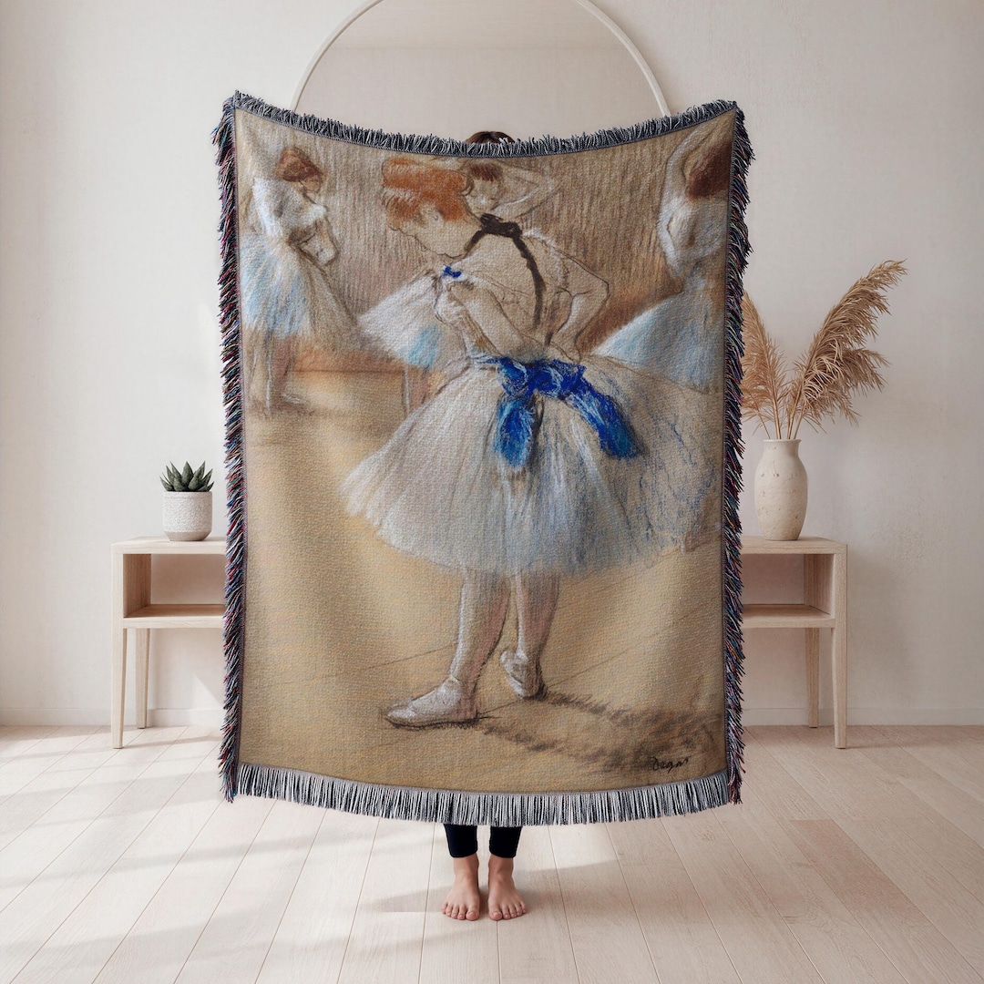 Ballet Dancers Woven Blanket, Soft Pastel Ballet Scene Tapestry Throw ...