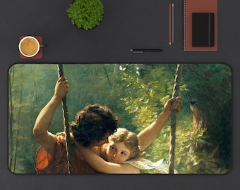 Alfombrilla de escritorio Pierre Auguste Cot / Alfombrilla de escritorio verde / Alfombrilla de escritorio Light Academia / Alfombrilla de ratón XXL / Alfombrilla de escritorio / Decoración de escritorio verde / Arte para el hogar
