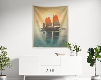 Hiroshi Yoshida Tapestry, Japanese Art, Japanese Tapestry, Ukiyo-e Tapestry, Japan Art Tapestry, Vintage Tapestry, Japenese Decor