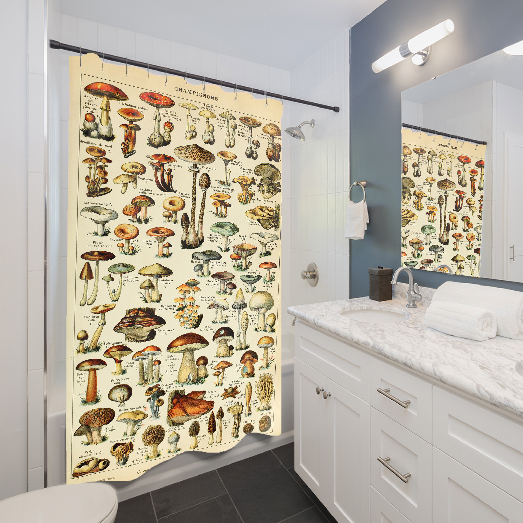 Mushroom Shower Curtain Food Shower Curtain Mushroom Bathroom Decor