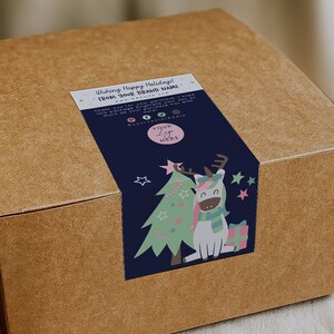 Bewerkbare kerstdoos labelsjabloon, winterverzendlabelontwerp, orderverpakkingssticker, merkdoossluitingssticker, zegelsticker H485