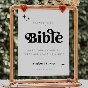Printable Guest Book Bible Sign Template, Bible Verse Guestbook, Alternative Guestbook Signs, Sign Our Bible Sign, Canva Template MIRAY 1477