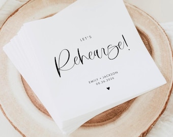 PRINTED + SHIPPED Rehearsal Dinner Napkins, Let's Rehearse Luncheon or Cocktail Table Decor Napkin | ZOEY