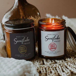 Zestaw edytowalnych etykiet na świece świąteczne, konfigurowalny szablon Canva, naklejka biznesowa DIY Winter, natychmiastowe pobieranie, etykiety na produkty świąteczne H345