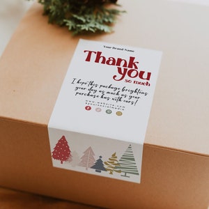 Bewerkbare kerstdoos labelsjabloon, winterverzendlabelontwerp, orderverpakkingssticker, merkdoossluitingssticker, zegelsticker H501