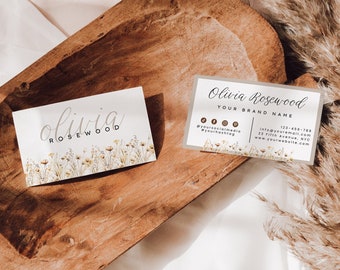 Tarjeta de visita de floristería editable, plantilla de tarjeta de presentación, descarga instantánea, tarjeta de llamada DIY imprimible, tarjeta de llamada con código QR, plantilla Canva H395