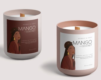 Editable Candle Label Set, Customizable Canva Template, DIY Luxe Business Sticker with Woman, Instant Download, Elegant Product Labels, H190