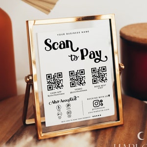 Druckbares QR Code Zeichen, personalisierbares Scan to Pay Zeichen, CashApp Paypal Print, Sofort Download Canva Template, Small Beauty Business, S149