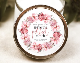 Editable Valentine's Day Candle Label, Customizable Canva Template, DIY Valentine Business Lid Sticker, Instant Download, Product Labels ASK