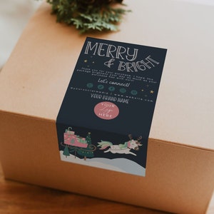 Bewerkbare kerstdoos labelsjabloon, winterverzendlabelontwerp, orderverpakkingssticker, merkdoossluitingssticker, zegelsticker H484