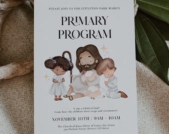 LDS Primary Program Invitation Template, Printable Personalized Ward Primary Presentation Invite, 1841