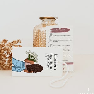 Editable Florist Hang Tag Template, Customizable Minimal Flowers Care Instructions, Custom Bouquet Care Note, DIY Fresh Blooms Care Tip H112