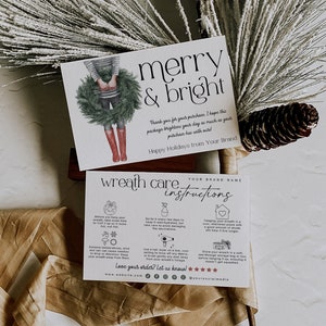 Bearbeitbare Kranzpflege-Kartenvorlage, Künstliche Weihnachtskränze Pflegeanleitung, Weihnachtstürkränze Anleitung, DIY Garland Aufbewahrungstipps, H504