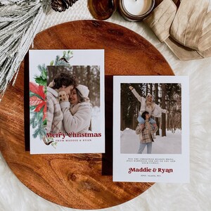 Bearbeitbare Weihnachtsgrünkarte, benutzerdefinierte Foto-Weihnachtskartenvorlage, moderne Familien-Weihnachtsfotokarte, frohe Feiertage, Karte, 1362