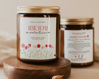Editable Valentine's Day Candle Label Set, Customizable Canva Template, DIY Valentine Business Sticker, Instant Download, Product Labels ASK