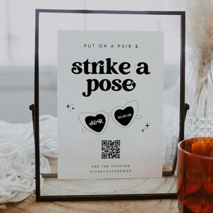 MIRAY Strike a Pose Sign Template, Wedding Sunglasses Party Sign, Minimalist Take a Pair and Pose Signs, Put on a Pair and Pose Signage 1488