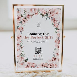 Editable Vendor Market Sign Template, Social Media Sign, Follow Us On Social Media Card, QR Code Gift Certificates Available Sign, ASK 1497