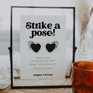 MIRAY Strike a Pose Sign Template, Wedding Sunglasses Party Sign, Minimalist Take a Pair and Pose Signs, Put on a Pair and Pose Signage 1492