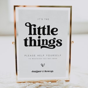 MIRAY Editable Bathroom Basket Sign For Wedding Template, Wedding Bathroom Basket Sign for Ladies and Gentlemen, It's The Little Things 1480