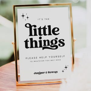 MIRAY Editable Bathroom Basket Sign For Wedding Template, Wedding Bathroom Basket Sign for Ladies and Gentlemen, It's The Little Things 1481