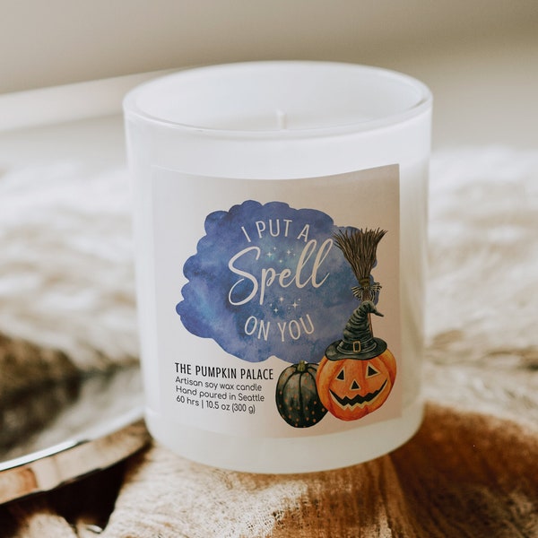 Halloween Candle Label Set, Customizable Canva Template, DIY Autumn Business Sticker, Editable Spooky Jar Label, Pumpkin Product Labels H275