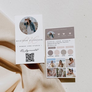 Afdrukbaar visitekaartje in boho-stijl in Instagram-stijl met QR-code, naamkaartje, direct download, bewerkbaar Insta-visitekaartje, canva-sjabloon JOY 1146
