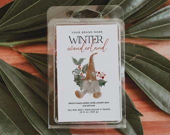 Winter Wax Melt Label Template, DIY Christmas Elf Wax Tart Sticker, Customizable Waxtart Label Design, Instant Download, Holiday Labels H470