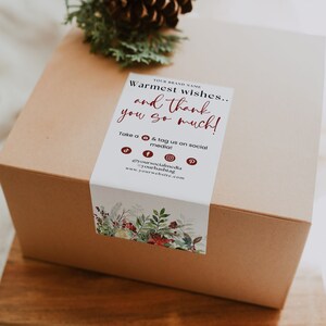 Bewerkbare kerstdoos labelsjabloon, winterverzendlabelontwerp, orderverpakkingssticker, merkdoossluitingssticker, zegelsticker H446