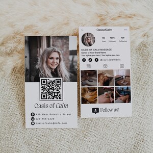 Afdrukbaar Instagram-stijl visitekaartje met QR-code, naamkaart, Instant Download, DIY bewerkbare Insta-telefoonkaart, Canva-sjabloon, H760