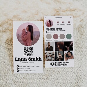 Afdrukbaar Instagram-stijl visitekaartje met QR-code, naamkaart, Instant Download, DIY bewerkbare Insta-telefoonkaart, Canva-sjabloon, H768