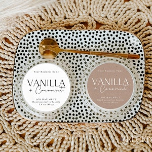 Bearbeitbares rundes Wachsschmelzetikett, DIY-Minimalistischer Wachs-Törtchen-Aufkleber, anpassbarer Wachskuchenaufkleber, Elegante Muschel-Vorlage, H758